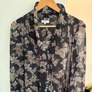 Reiss Semi-Sheer Floral Blouse